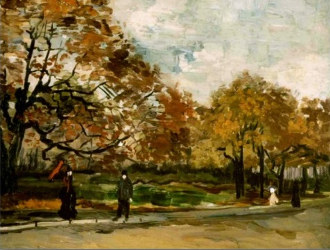 Картина Ван Гога Булонский лес и прохожие 1886
